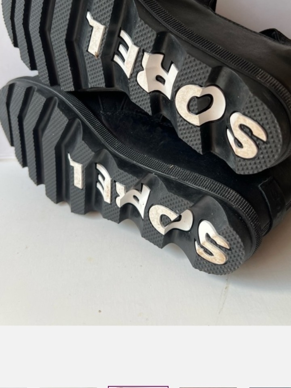 Sorel Black Crisscross Elastic Platform Sandals - Picture 4 of 4